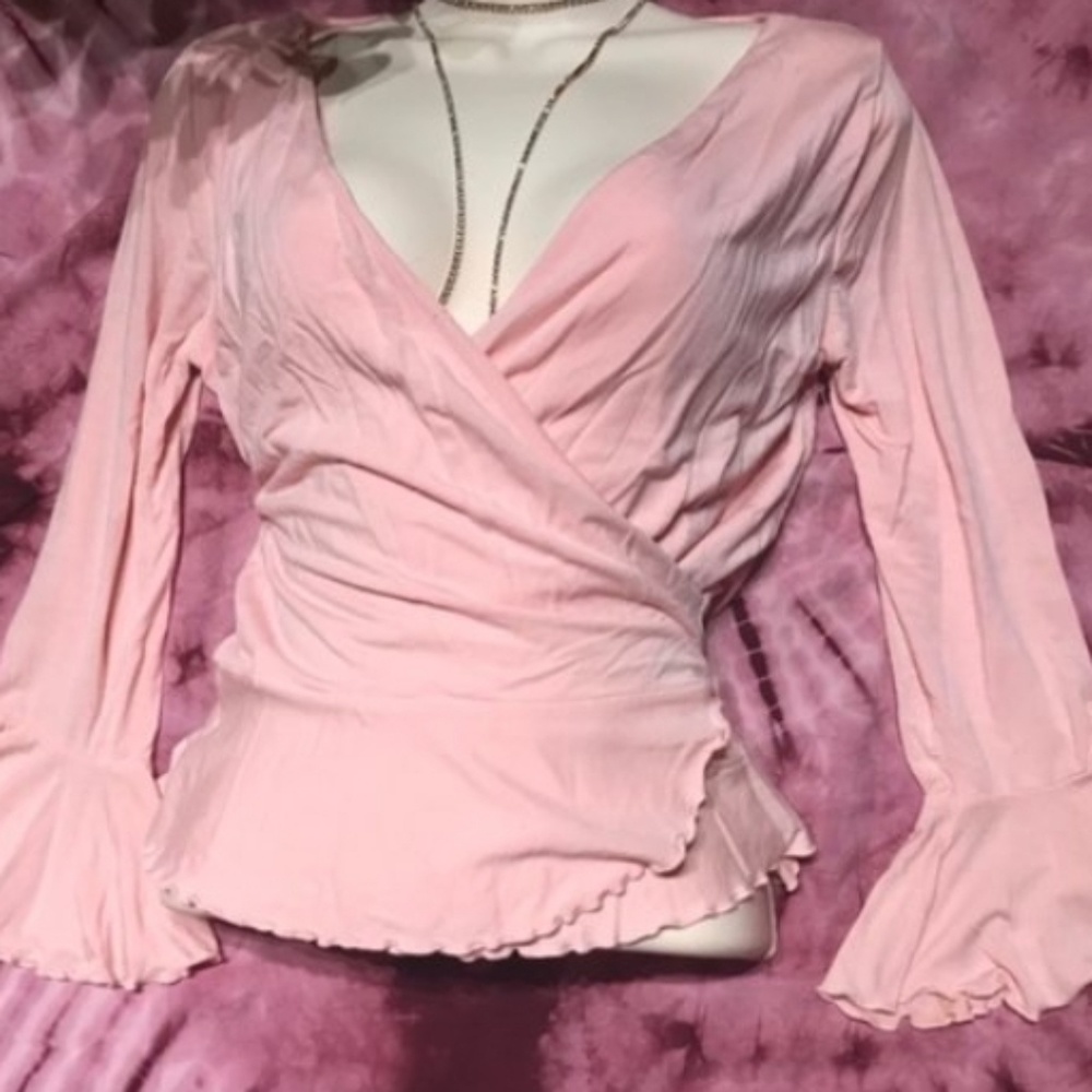 Jlo pink bell sleeve top